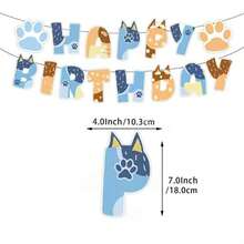 Blueys Family And Friends Party Decorative Hanging Colorful Flags Cupcake Plugin Kit Bluey Bingo Dog Cute Coco Rusty Muffin Birthday Party Favor Supplies Set Banner Cake Board Ornament Decoration Accessories