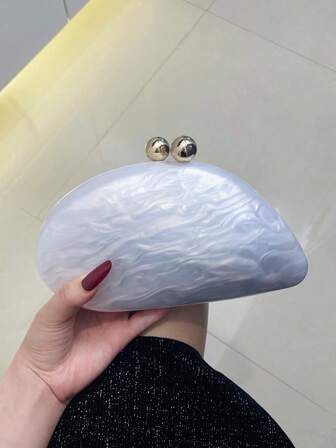 2025春季时尚婚礼手拿包，欧美风格亚克力亮面晚宴手提包，蛋形单肩包，个性斜挎，完美搭配舞会配饰，完美搭配新娘派对