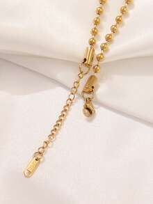 1 chiếc dây chuyền hạt cườm bằng thép không gỉ, dây chuyền mặt dây chuyền hình cầu vàng thời trang dành cho nữ, phụ kiện dành cho nam. - vòng cổ - Xem 6