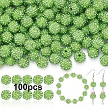 50/100pcs 10mm Handmade Ice Series Crystal Clay Beads - Baseball Sparkle Shamballa Disco Ball Design, Light Blue Fancy Sparkle, For DIY Jewelry Making, Necklace, Christmas Decoration, Crystal Beads, Necklace Bead Accessories, Shiny Bead Design, Handmade Beads