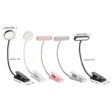 Yogle Lámpara de lectura recargable con cable Tipo C, lámpara de lectura con clip [3 colores y 10 niveles de brillo] Mini luz flexible de cuello de ganso y clip para la noche para niños