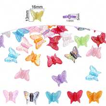 100Pcs 13*16mm Acrylic Iridescent Butterfly Loose Beads Earrings Pendant Jewelry Making Material Handmade DIY Accessories - Loại bướm - Xem 2