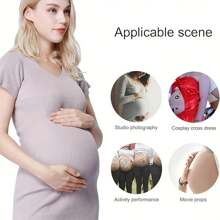 仿真孕妇假肚子海绵道具服装角色扮演圣诞老人充气孕妇假肚子啤酒肚万圣节圣诞节服装配饰圣诞老人套装男士中性加厚肚子填充圣诞老人肚子服装圣诞万圣节角色扮演 - 彩色 - 查看 2