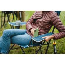 Outdoor Kickback Rocker Foldable Rocking Camp Chair, Heathered Indigo - Green - View 11