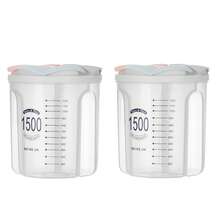 Vorratsdosen 2er‑Set 1,5 L für Lebensmittel, Blütenblattklappe, Trennwanddesign, Aufbewahrungsbox Küche luftdicht, Behälter mit Deckel, Vorratsbehälter Plastik, Frischhaltedosen mit Deckel, für Vollkorn, Bohnen