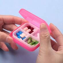 1PCS Four-Grid Sub-Packing Mini Sub-Medicine Box, Travel Portable For A Week, Cute Small Jewelry Pills, Storage Box