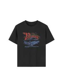 1pc Tween Girl Casual Leopard Print & Retro Car Color Graphic Round Neck Short Sleeve T-Shirt, Summer Student Young - Brings Joy & Happiness To Every Child! - 黑色 - 查看 4