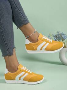 Damen Lässig Flache Sneaker, Runde Zehenkappe Schnürschuhe, geeignet für Frühling, Sommer, Herbst und Winter