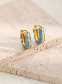 1 Pair 18K Plated Stainless Steel Dopamine Candy Color Segment Dangle Earrings For Women, French Fashionable Ins Style Suitable For Party, Dates, Work