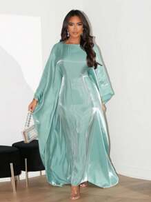 1 件全新时尚缎面闪亮宽松穆斯林长袍，优雅阿拉伯中东长袍