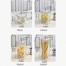 Reusable Plastic Food Storage Containers With Airtight Lids, Suitable For Kitchen And Pantry, Cute Snack, Coffee, Rice, Tea Storage Boxes, Multiple Sizes Available - Clear - View 4