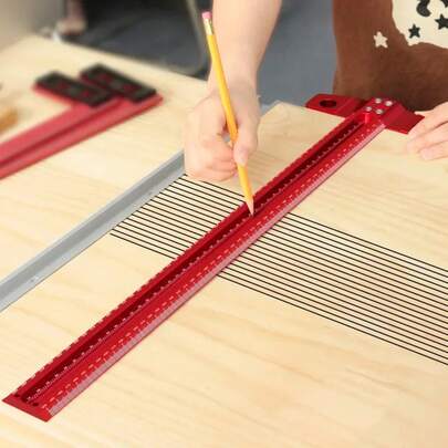 Regla en T de precisión de aleación de aluminio para carpintería, calibre de marcado, regla de trazado de agujeros cruzados de lujo, herramientas de medición