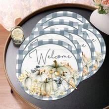 2 piezas/4 piezas/6 piezas Manteles individuales de diatomita con estampado de calabaza, decoración del hogar, decoración de Acción de Gracias, regalo de Acción de Gracias, adecuado para mesa de comedor, bar de café, decoración de temporada, manteles lavables, decoración de habitación, posavasos, alfombrillas de drenaje, manteles individuales de cocina y comedor, decoración de fiesta interior y exterior, decoración del hogar, regalo ideal