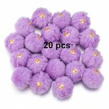 20/50 件可爱人造毛皮绒球珠，蓬松吊坠工艺珠，带铆钉细节和大孔，适合 DIY 珠宝制作、耳环、发饰和钥匙扣，可作为节日礼物赠送给家人和朋友 - 彩色 - 查看 27