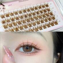 Colorful False Eyelashes, 3-Segment Fluffy Design, European Anime Style, DIY Single Cluster, Vibrant Punk Color, Suitable For Halloween Eye Makeup And Cosplay Props, C-Curl Thick Eyelash Extensions - C - View 4