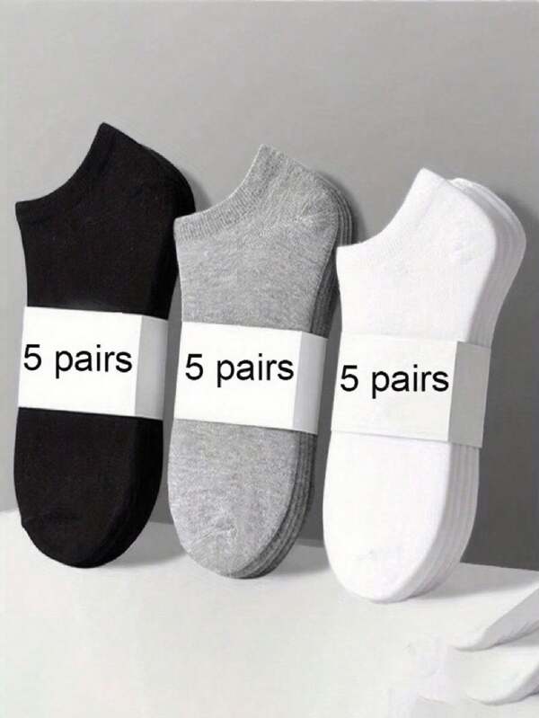 5 Pairs Solid Color Basic Socks, Soft & Lightweight Unisex Low-Cut Socks, Suitable For Women's Leggings And Pantyhose