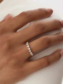 独特优雅甜心锆石永恒 925 纯银精美戒指爱情礼物情侣女士情人节 - Heart Zircon Rings - 查看 7