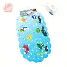 1片卡通治愈贝壳图案PVC速干防滑浴室垫，强力防滑卡通浴室地毯