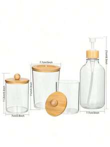 4-Piece Bathroom Wash Set With Minimalist Stripe Design Includes Hand Sanitizer Bottle, Rinse Cup, Toothbrush Holder & Soapboard Back-To-School Home Bathroom Decorating Bathroom Must-Have Combo! The Set Includes A Cute Swab Organizer To Keep Your Swabs Organized And Dry. It Also Comes With Shampoo And Body Soap Dispensing Bottles. Perfect For Organizing Your Bathroom Counter And Making Bath Time More Convenient.