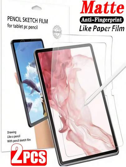 2 Piezas de película protectora de pantalla de tableta como papel mate, antirreflejo y antihuellas, compatible con iPad Air, Pro 11, 13 (5ta a 11ma generación), Galaxy Tab S9, S8, S7, S9 FE, S10+, S10 FE, A9, A9+, S8+, S9+, 12.4 pulgadas, Redmi, Matepad, Honor Office, película suave para pintura y escritura, no es de vidrio