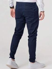MHD MODAS Men's Pants Skinny Satin Tailoring Slim Sport Spandex KNIFE POCKET - 藏蓝色 - 查看 3