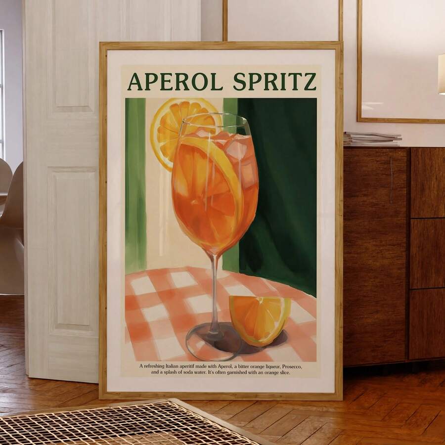 1 pieza Impresión de arte de pared del cóctel Aperol Spritz, pintura en lienzo, póster, imagen para decoración del hogar en sala de estar, comedor, dormitorio sin marco