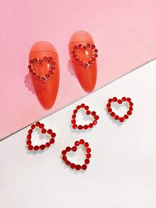 10Pcs Heart-Shaped Rhinestone Nail Art Decorations, 3D Metal Heart Nail Jewelry Accessories Suitable For Girls And Women Nail Supplies Nails Nail Charms Nail Gems