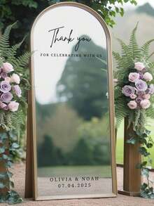 1 pieza Adhesivo decorativo personalizado para espejo, decoración de vidrio autoadhesiva para sala de estar, dormitorio, baño, diseño de fuente elegante, adhesivo de espejo de moda, disponible en negro, blanco, rosa, rojo, amarillo, dorado, multicolor, verde y talla grande