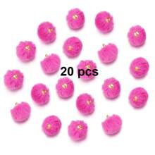 20/50 件可爱人造毛皮绒球珠，蓬松吊坠工艺珠，带铆钉细节和大孔，适合 DIY 珠宝制作、耳环、发饰和钥匙扣，可作为节日礼物赠送给家人和朋友 - 彩色 - 查看 34