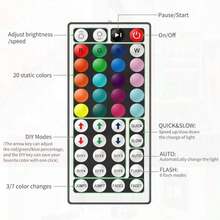 44 Key Wireless IR Remote Controller Dimmer Switch, 4 Pin 2 Ports RGB Control Box (DC12V-24V), For 4pin RGB 3528 5050 LED Light Strip (Dual Outputs)