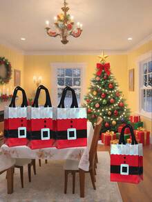 12pcs Christmas Gift Wrapping Bags With Handles - Festive Red & White Design, For Birthdays, Anniversaries, Baptisms & Holiday Gift Exchanges Christmas Christmas Decorations Christmas Pajamas Christmas Gifts Christmas Decor - Multicolor - View 4