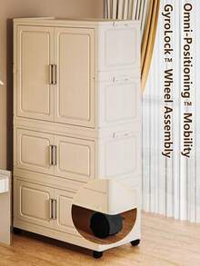 易于组装的衣柜，成人和儿童卧室储物柜，可折叠厚塑料收纳盒 - 實色 - 查看 4