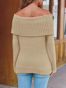 Womens Off Shoulder Oversized Sweater Fall Ribbed Knit Loose Fit Long Sleeve Pullover Tops