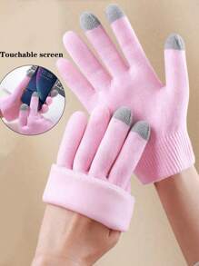 1pc Touchscreen Whitening & Moisturizing Gloves, Smooth Touchscreen For Smartphones & Tablets, Reusable Coating, Suitable For Applying Aloe Vera Gel, Lotion, Cream Or Serum To Achieve Soft Skin, Pink - Multicolor - View 10