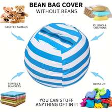 1个大容量帆布豆袋，带拉链，可用于收纳毛绒玩具/衣物/被褥，拉链旅行包，沙发包，家居收纳袋