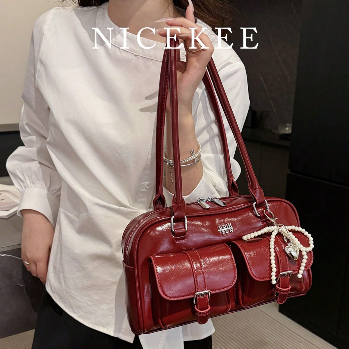 New Bread Knot Pendant Multi-Pocket Pillow Bag, Fashionable Colorful Underarm Bag, Attractive Retro Minimalist High-Quality Women Shoulder Bag, Versatile For Daily, Commuting And Shopping