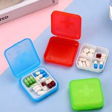 1PCS Four-Grid Sub-Packing Mini Sub-Medicine Box, Travel Portable For A Week, Cute Small Jewelry Pills, Storage Box