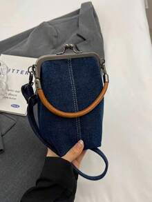 1 Fashionable Casual Denim Bag Versatile Phone Bag Crossbody Bag - Dark Blue 2615 - View 2