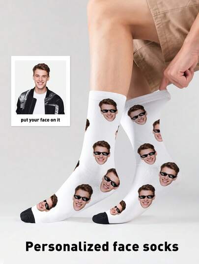 1 Pair Of Custom Face Socks, Custom Photo Socks, Custom Printed Socks, Custom Picture Socks, Print Any Face On Socks, Anniversary Gift, Mother's Day Gift, Father's Day Gift, Whimsical Gift