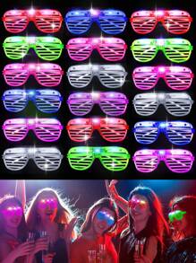 6/12pcs LED Light Up Glasses, Multi- Colors Shutter Shade Glow Glasses, Wireless Flashing Luminous Glasses, 3 Modes Flashing Light Party Glasses, Glow In The Dark Party Supplies, Party Gifts Birthday Party Gifts(Random Color)