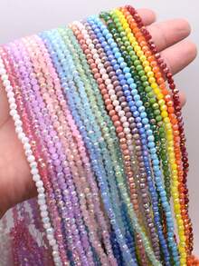 10pcs/Pack Assorted 4mm Colorful Glass Beads, Suitable For Jewelry Making DIY Accessories - Multicolor Bright Ab - View 2