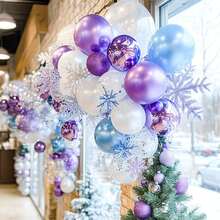 52PCS/Blue Purple Balloons Set, 52pcs Frozen Party Balloons With Blue Purple White Balloon Metallic Lilac Silver Confetti Balloon For Frozen Theme Birthday Party Decoration Wedding Baby Shower Winter - Multicolor - View 5