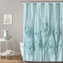LUSH DECOR Serena Shower Curtain Blush 72X72 Halloween-Fall Decor-Room Decor - Spa Blue - View 2