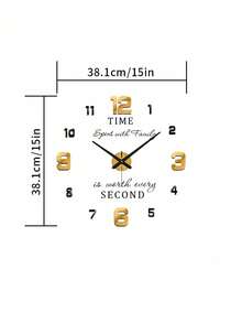 YZOK 1pc Large DIY 3D Frameless Wall Clock, Decor Sticker DIY Clock Kit For Home Living Room Bedroom Office Wall Decorations (Suitable For All Seasons) Home Decor Room Decor