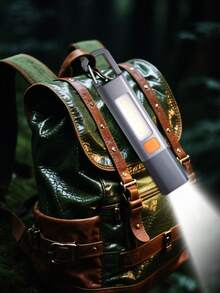 High Lumens LED Flashlight, Telescopic Zoom, Tactical Flashlight, USB Rechargeable, Built-In Battery, Suitable For Outdoor Emergency Lighting, Hiking, Camping, Fishing, Running, Work, Automotive And Other Outdoor Activities - Light Grey - View 4