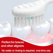 1 Caixa com 20 Peças de Escovas de Dente Descartáveis Minúsculas com Pasta de Dente de Pérola Fresca Embutida, Sem Necessidade de Água, Escova de Dentes Oral Portátil Multifuncional para Viagem, Limpeza Bucal Refrescante