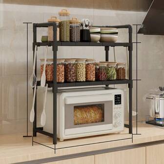 Étagère de rangement de cuisine sur pied à plusieurs niveaux, étagère pour four à micro-ondes, organisateur d'épices et de divers articles
