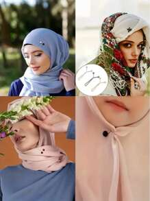 1/2/4个装U型束腰夹，裤腰缩短夹，无需缝纫即可调节腰围/裤脚/裤口长度，适用于服装、围巾、窗帘和日常使用。女士防滑夹，围巾夹，U型束腰夹，腰带固定夹。 - 彩色 - 查看 6