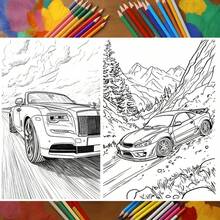 Cartoon Character Car Coloring Book: Exciting Car Adventures, Includes 22 Coloring Pages, Suitable For Ages 14+, Thick Paper, High-Quality Paper, Great Gift For Friends, Couples And Family, Such As Halloween, Christmas, Valentine's Day And Birthday - White - View 4