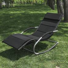 Cushion, Ergonomically Shaped, Padded Mattress Topper With Headrest For Rocking Chair, Garden, Black OGS28-P02